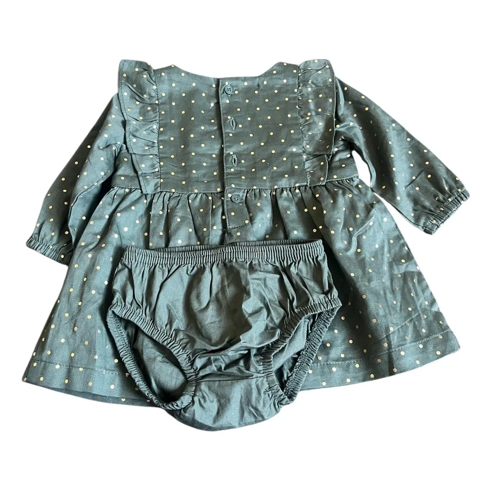 Carter's Green and Gold Polka Dot Dress Set